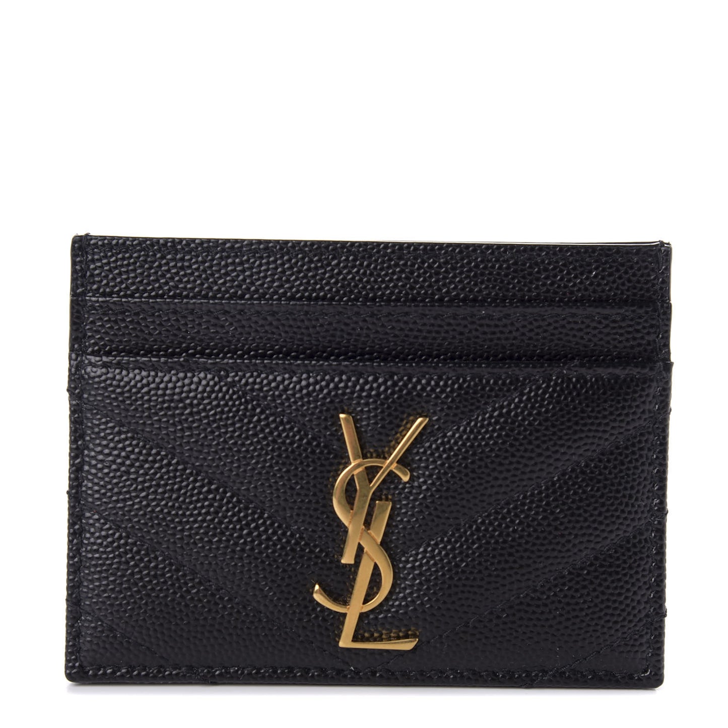Grain De Poudre Matelasse Chevron Monogram Credit Card Case Black
