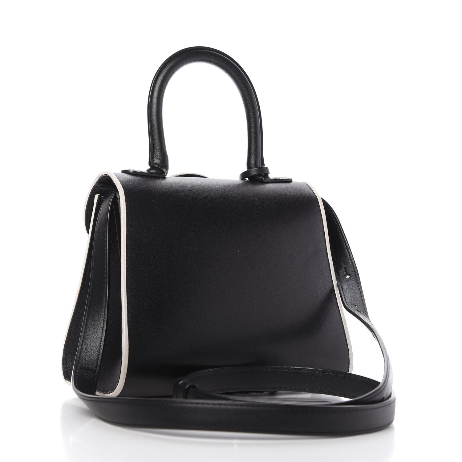 Delvaux Calfskin Illusion Piped Mini Brillant Satchel Black 3 of 12