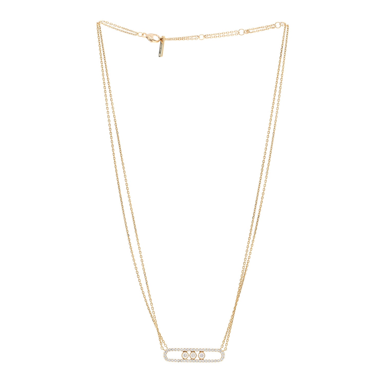 Messika 18K Yellow Gold Diamond Move Double Chain Pave Necklace 3 of 5