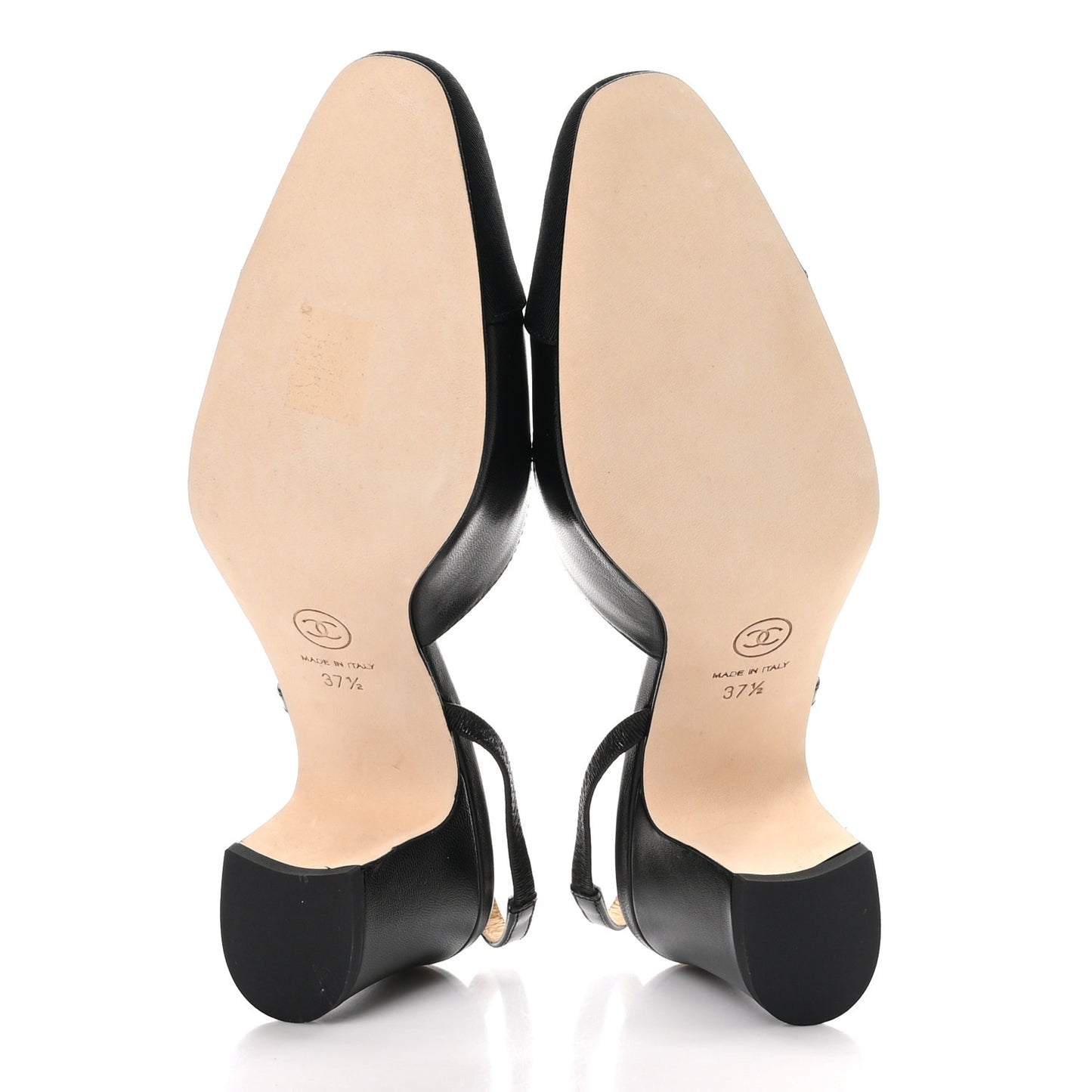 Goatskin Grosgrain Cap Toe CC Slingback Pumps 37.5 Black