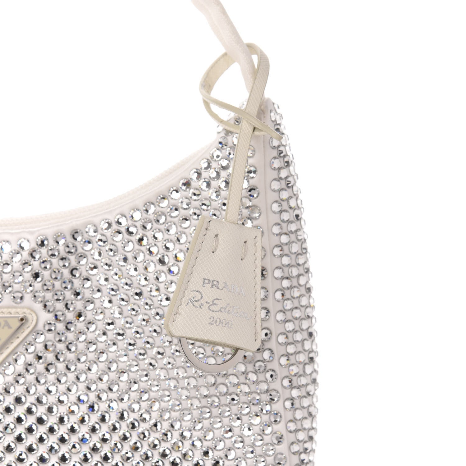 Prada Satin Crystal Mini Re-Edition 2000 Bag White 11 of 13