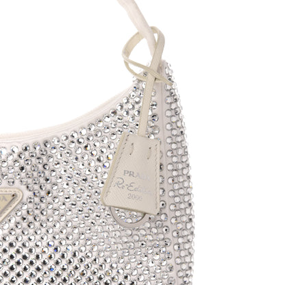 Prada Satin Crystal Mini Re-Edition 2000 Bag White 11 of 13