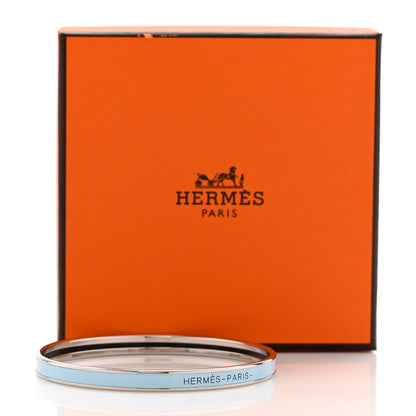 Hermes Enamel Printed Extra Narrow Uni Bracelet 65 Bleu Polaire 6 of 6