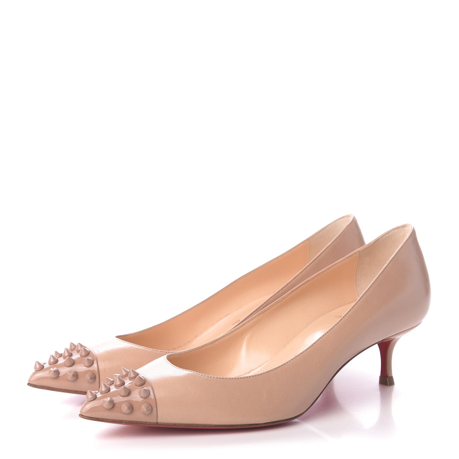 Christian Louboutin Kid Patent Geo 45 Pumps 37 Nude 3 of 7