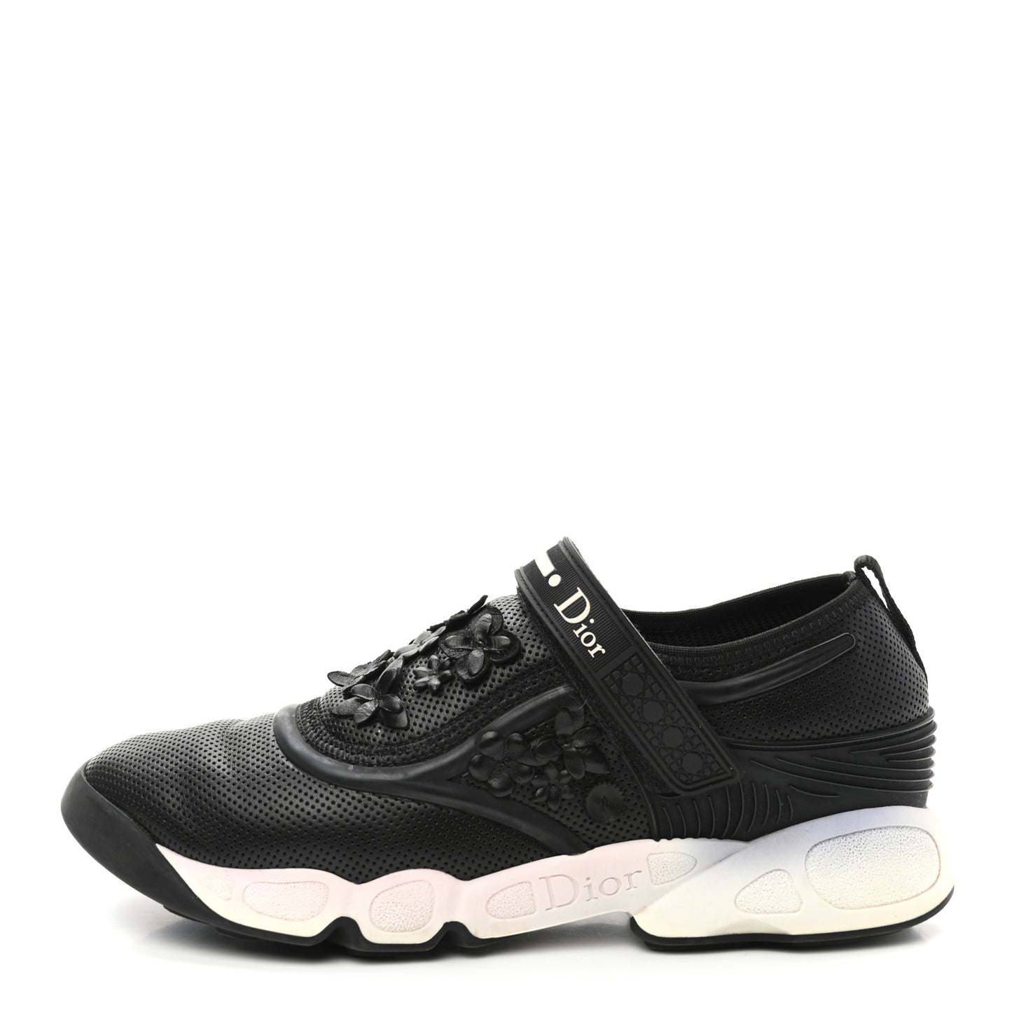 Perforated Lambskin Embellished Dior Fusion Sneakers 40 Black
