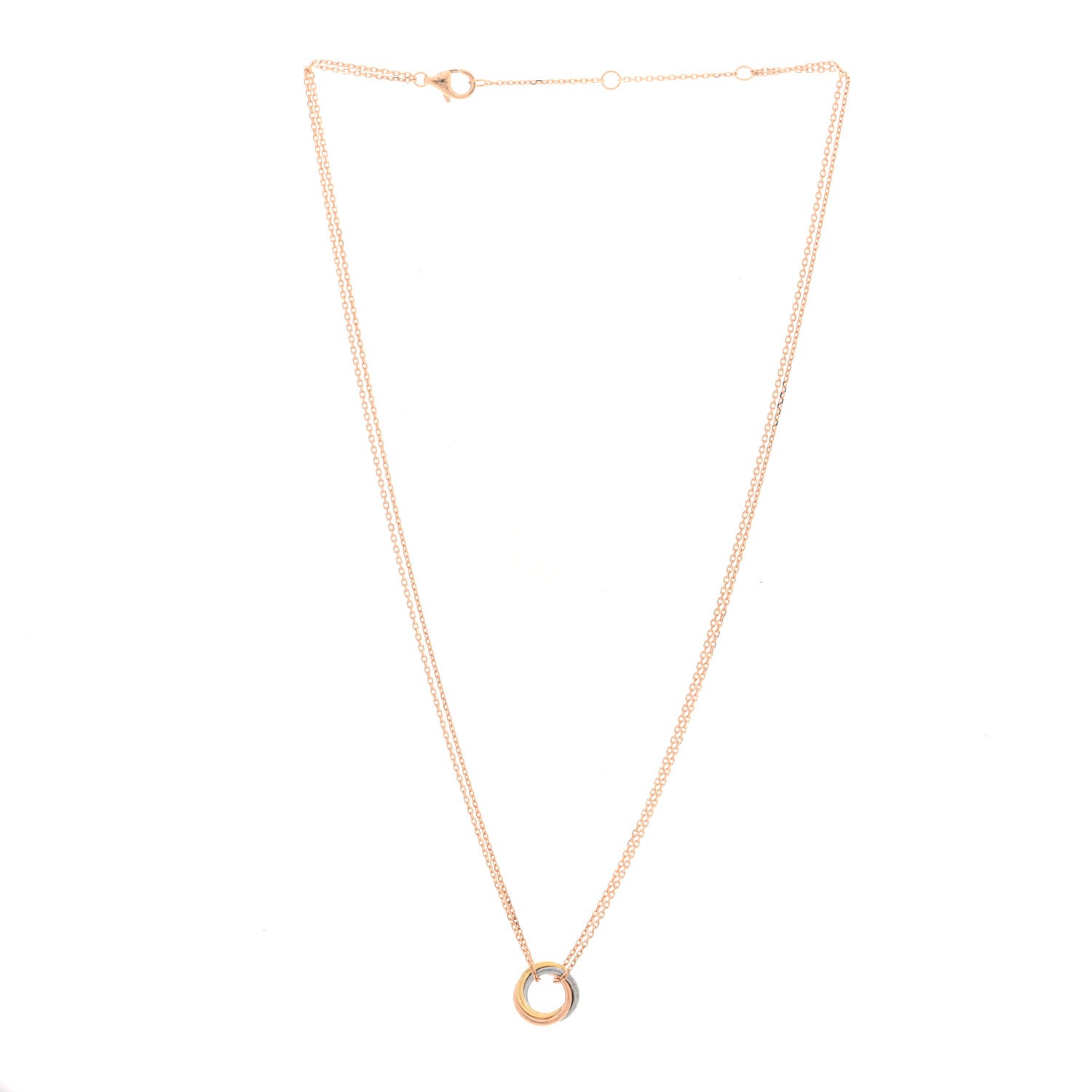 Cartier 18K Pink Yellow White Gold Trinity Double Chain Pendant Necklace 5 of 7
