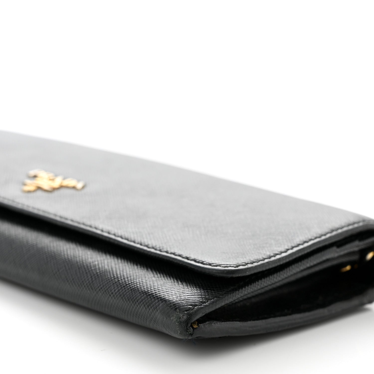 Prada Saffiano Metal Oro Chain Wallet Black 8 of 11