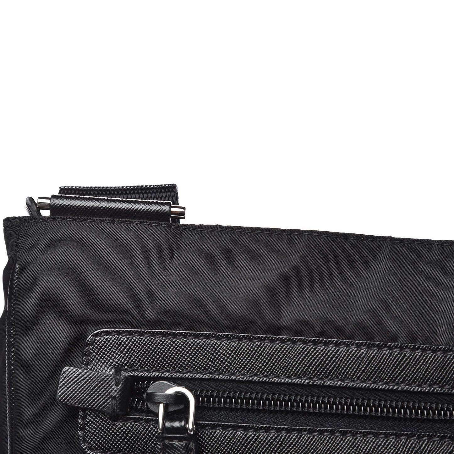 Nylon Flat Messenger Bag Black