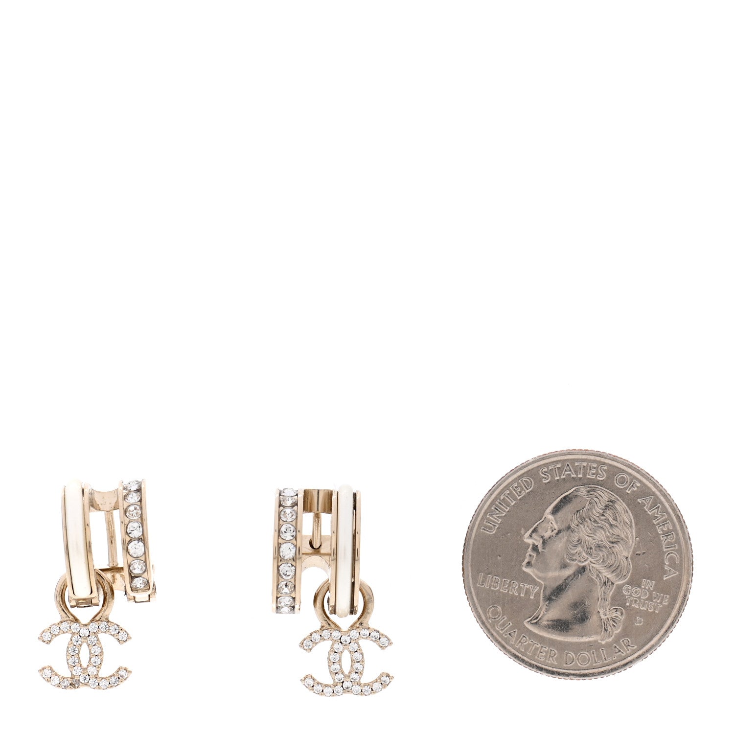 Chanel Crystal CC Cuff Earring Gold 2 of 5