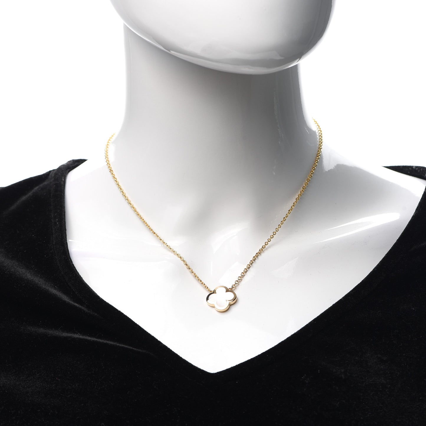18K Yellow Gold Mother of Pearl Pure Alhambra Pendant Necklace