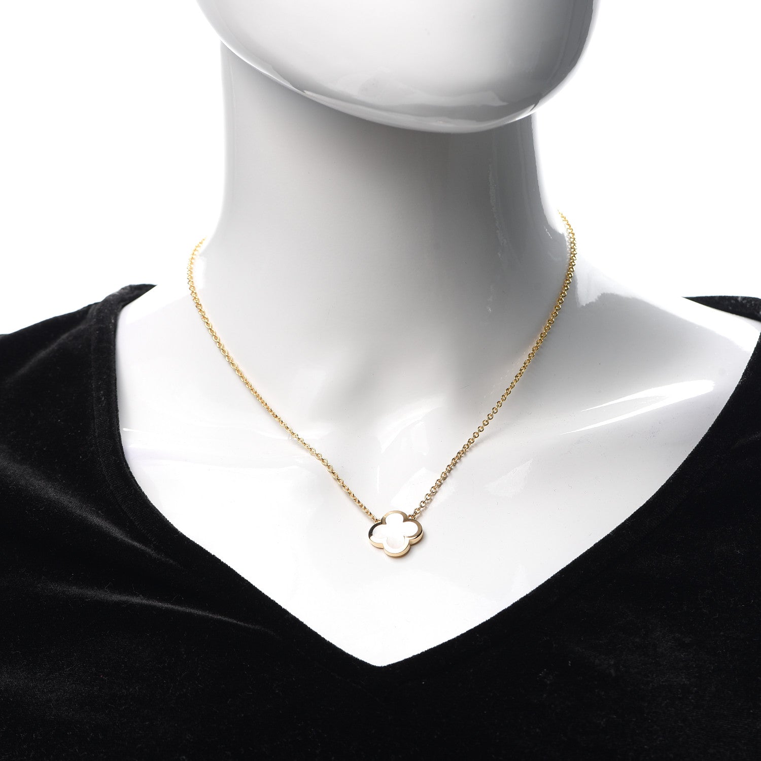 Van Cleef & Arpels 18K Yellow Gold Mother of Pearl Pure Alhambra Pendant Necklace 2 of 6