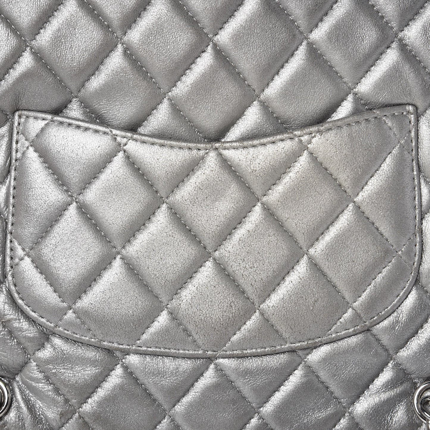 Metallic Lambskin Quilted Large In Seoul Backpack Silver
