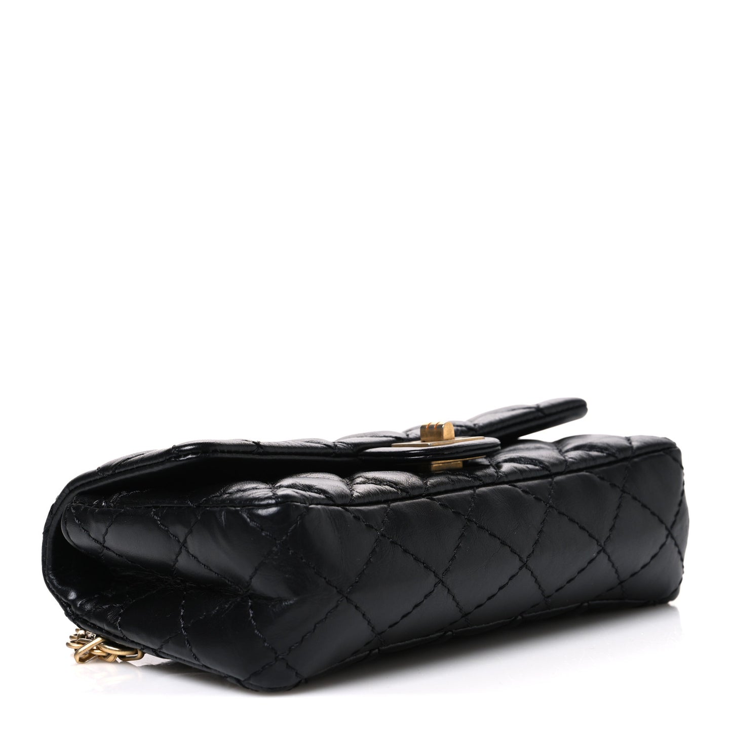 Aged Calfskin Quilted 2.55 Reissue Flap Belt Bag Clutch Black