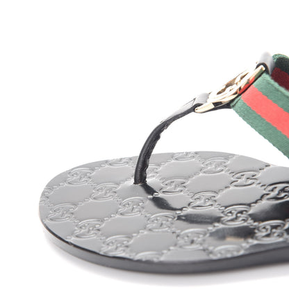 Gucci Nylon Guccissima Web Womens Thong Sandals 37 Green Red Black 9 of 17