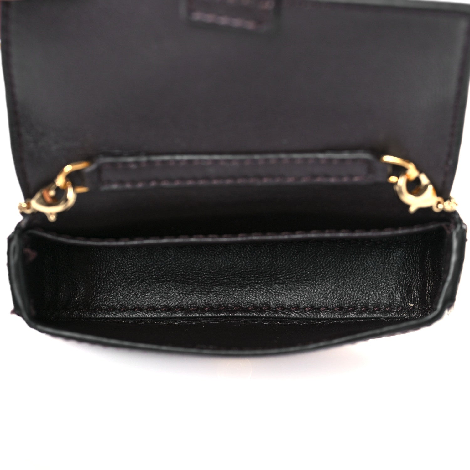 Fendi Glazed Fabric FF 1974 Nano Baguette Charm Mogano Panna 5 of 10