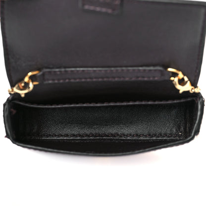 Fendi Glazed Fabric FF 1974 Nano Baguette Charm Mogano Panna 5 of 10