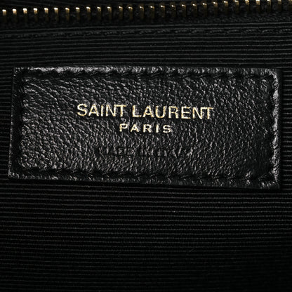 Saint Laurent Grain De Poudre Textured Mixed Matelasse Large Triquilt Monogram Satchel Black 6 of 11