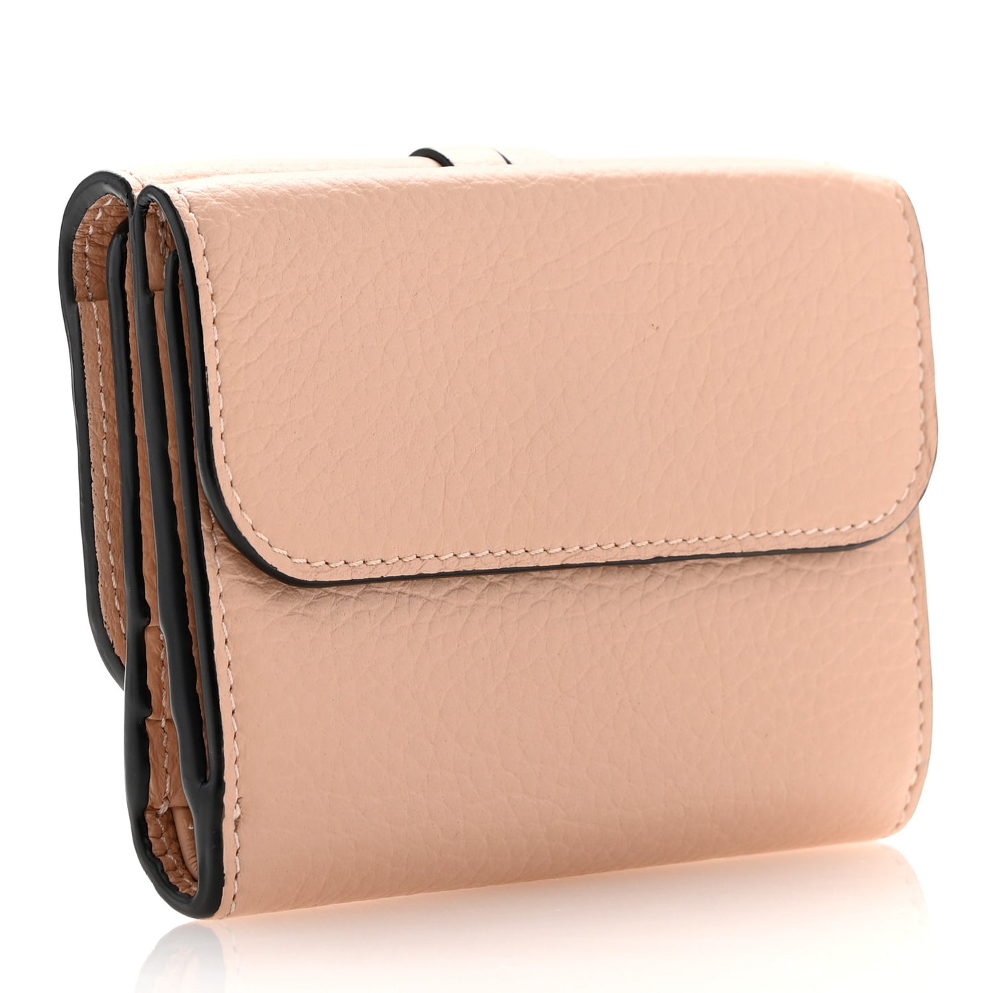 Grained Calfskin Alphabet Mini Trifold Wallet Cement Pink