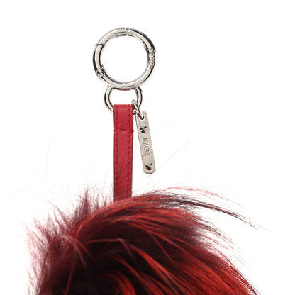 Fendi Fox Mink Rabbit Fur Crystal Eye Furry Cracker Monster Bag Charm Red Pink 3 of 5