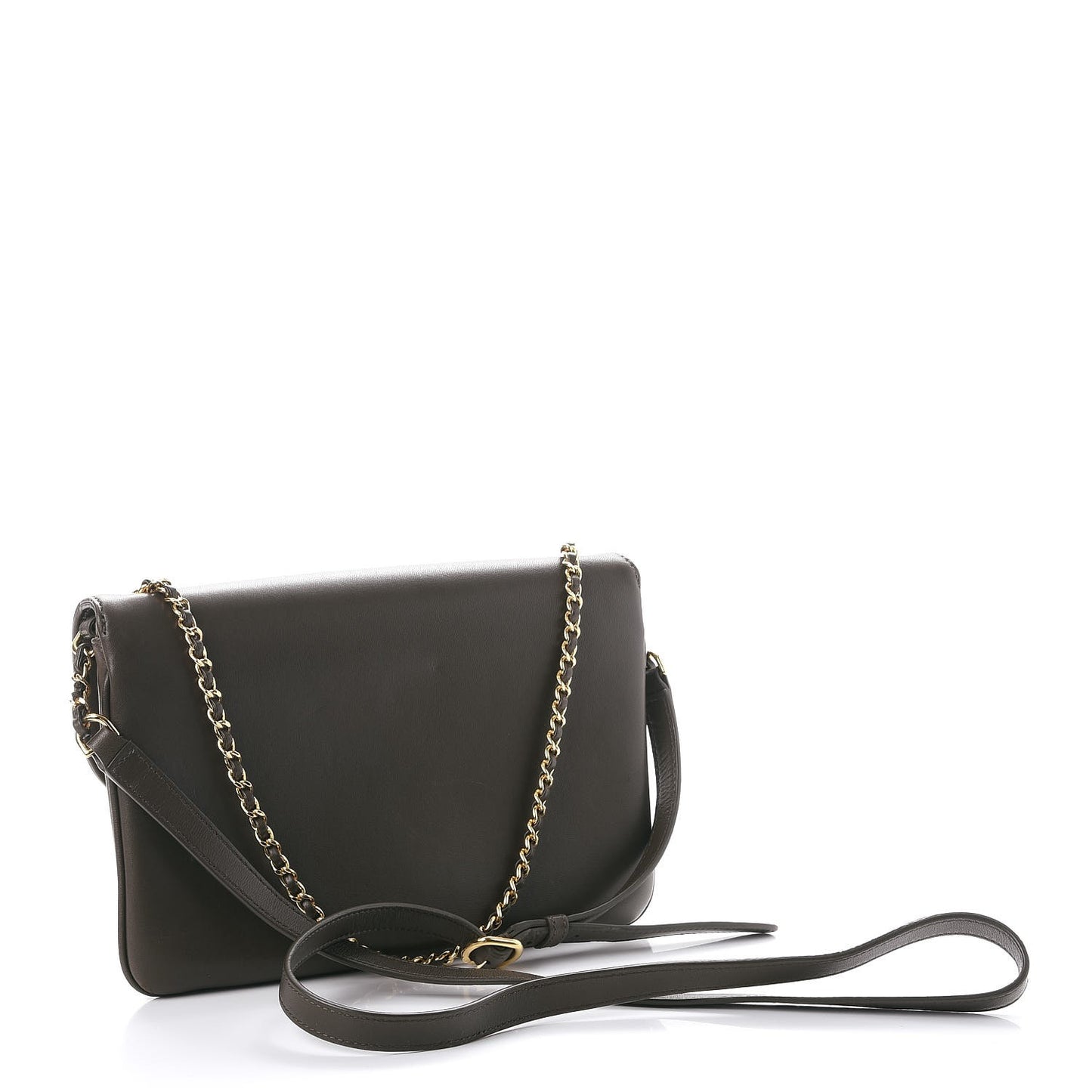 Lambskin Quilted Large CC Unchained Crossbody Dark Khaki