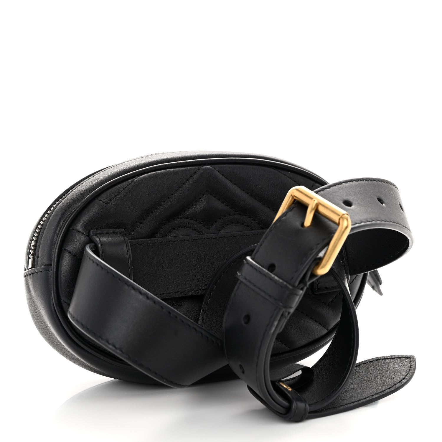Gucci Calfskin Matelasse GG Marmont Belt Bag 75 30 Black 3 of 9