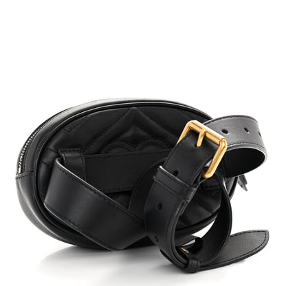 Gucci Calfskin Matelasse GG Marmont Belt Bag 75 30 Black 3 of 9