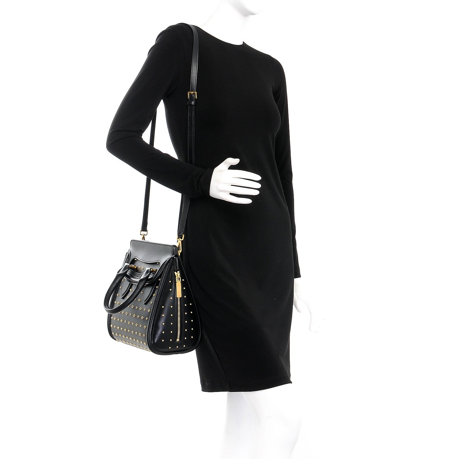 Alexander McQueen Calfskin Studded Small Heroine Black 2 of 9