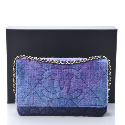 Chanel Tweed Quilted CC Wallet On Chain WOC Purple 11 of 13