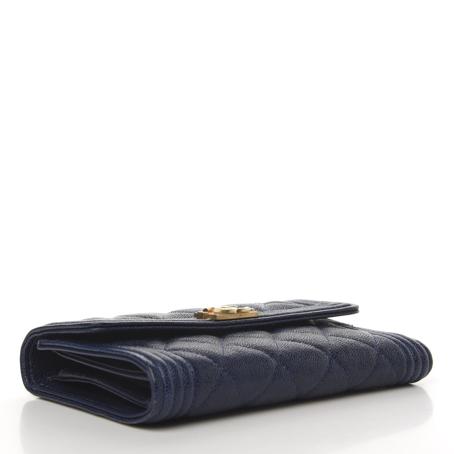 Chanel Caviar Quilted Medium Boy Flap Wallet Navy Blue 3 of 8