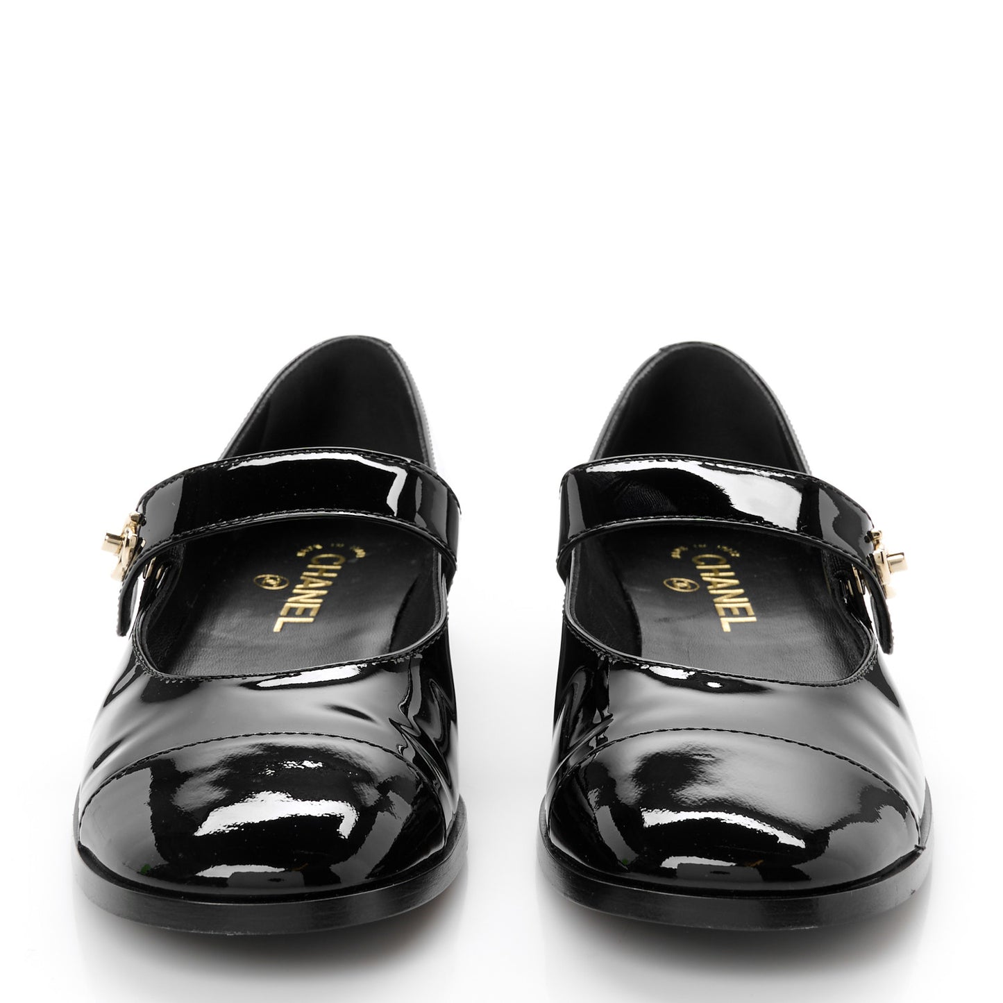 Patent Calfskin Mary Janes Flats 39 Black
