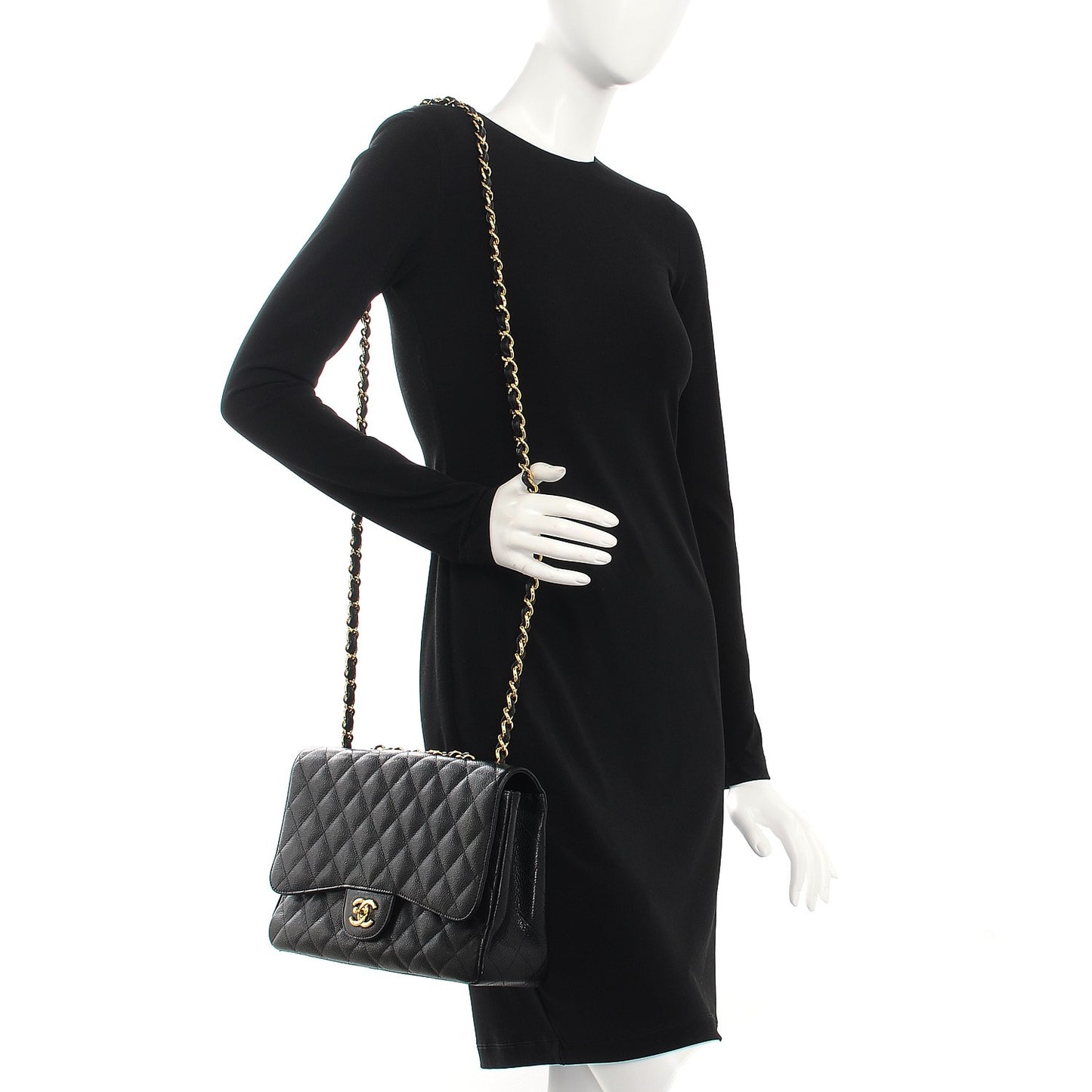 Caviar Quilted Jumbo Single Flap Black
