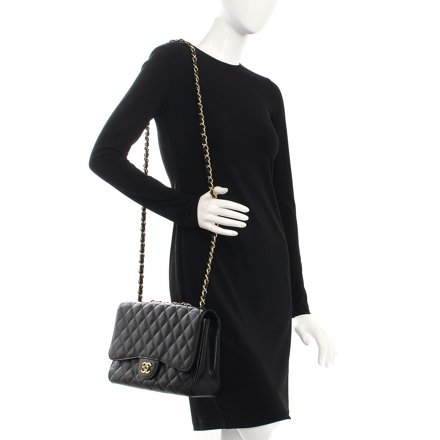 Chanel Caviar Quilted Jumbo Single Flap Black 2 of 8