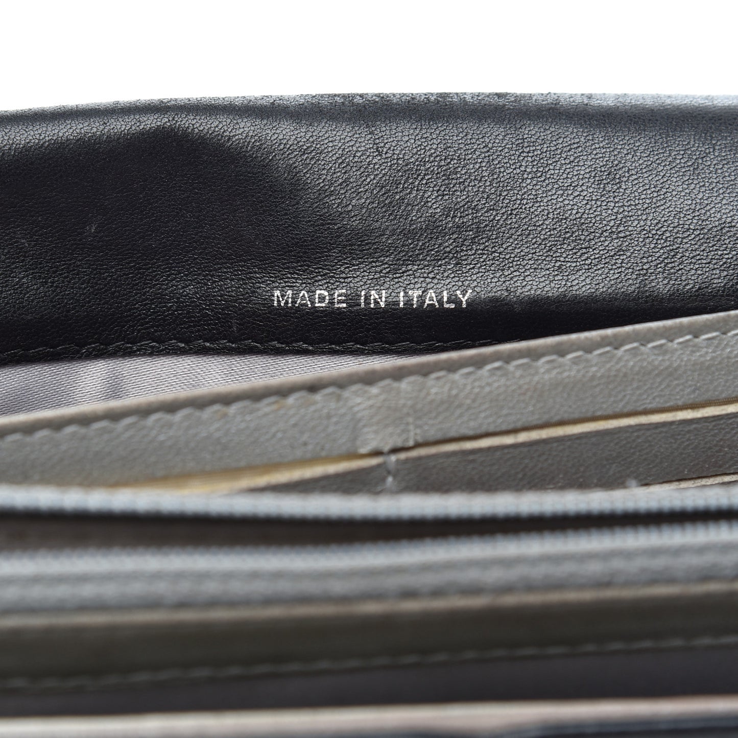 Lambskin Camellia Embossed Large Gusset Flap Wallet Black