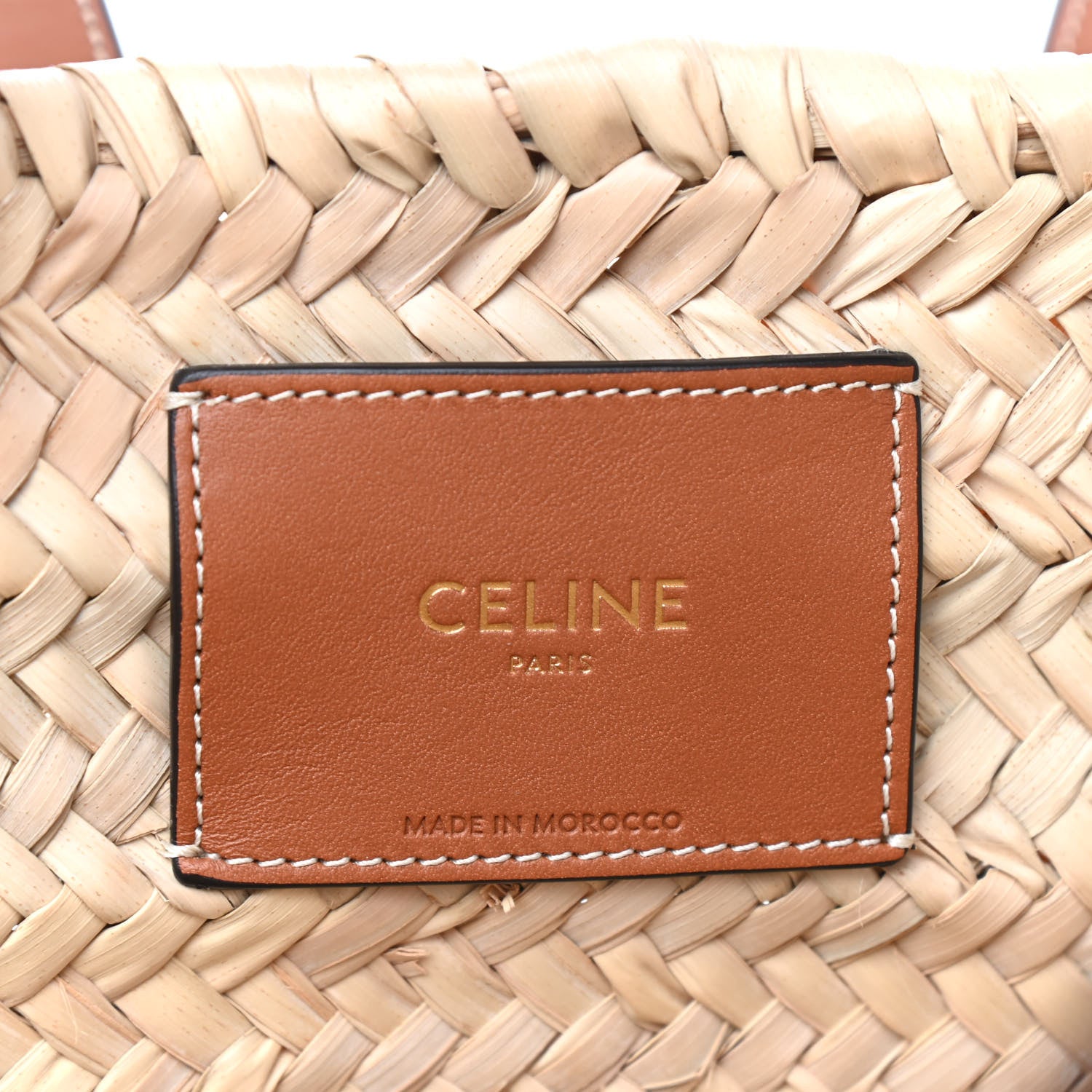 Celine Raffia Calfskin Triomphe Medium Panier Tan 6 of 11