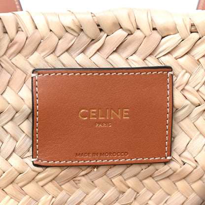 Celine Raffia Calfskin Triomphe Medium Panier Tan 6 of 11