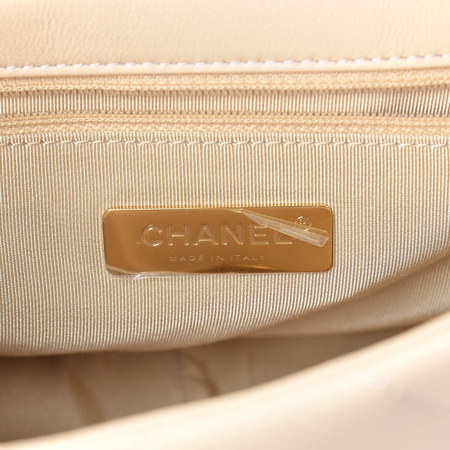Goatskin Quilted Medium 19 Flap Beige