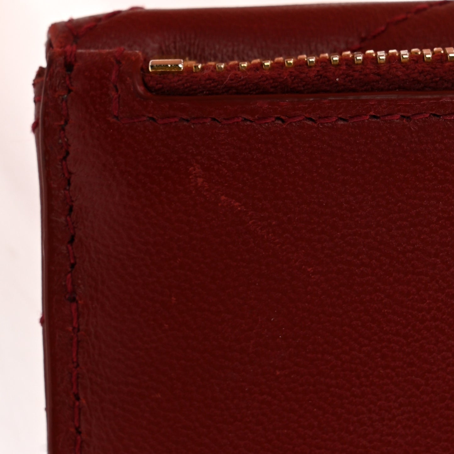 Lambskin Matelasse Chevron Monogram Compact Wallet Opyum Red