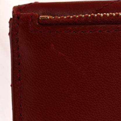 Saint Laurent Lambskin Matelasse Chevron Monogram Compact Wallet Opyum Red 7 of 9