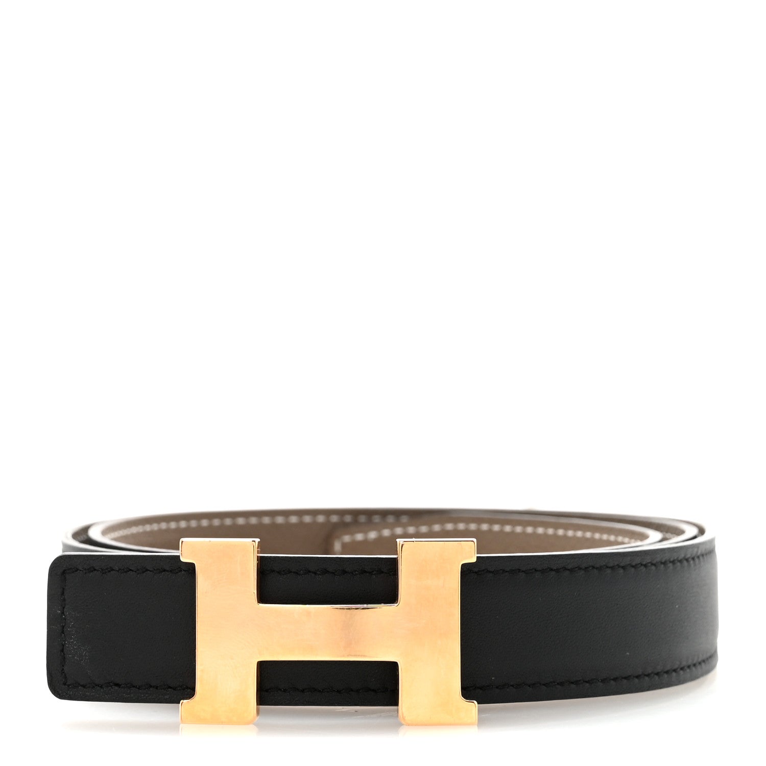Hermes Swift Epsom 24mm Mini Constance H Belt 85 34 Black Etoupe 1 of 6