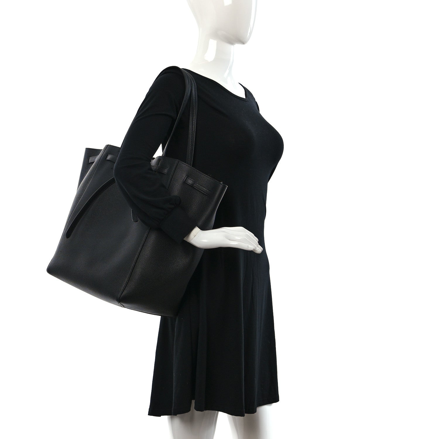 Celine Soft Grained Calfskin Medium Belt Cabas Phantom Black 2 of 9