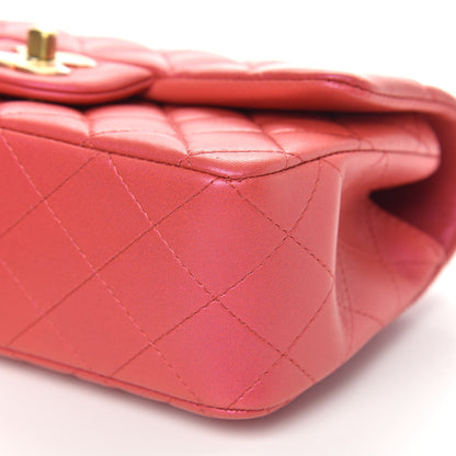 Chanel Iridescent Lambskin Quilted Mini Top Handle Rectangular Flap Red 10 of 11