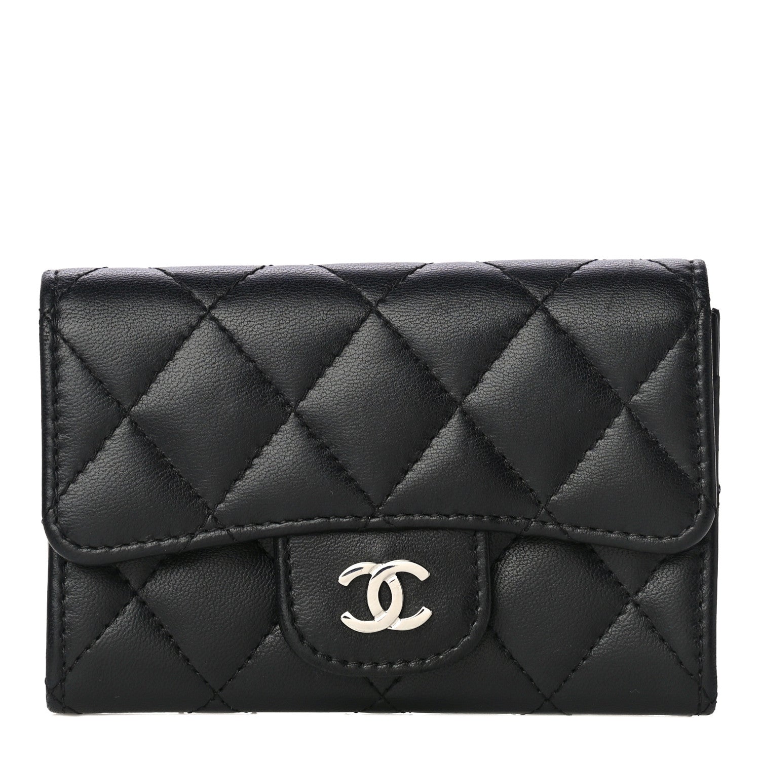 Chanel Lambskin Quilted Flap Card Holder Black 1 of 13