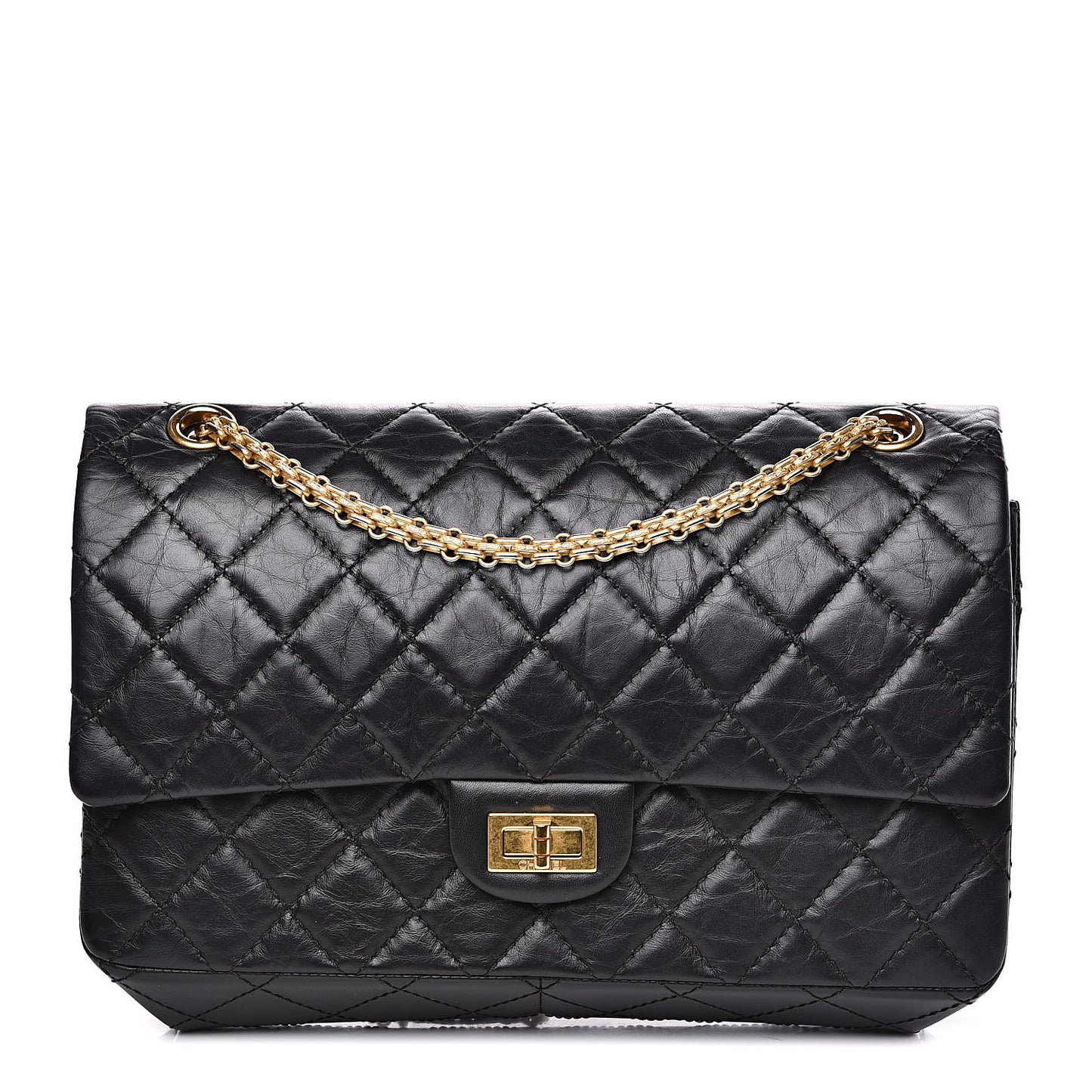 Aged Calfskin Quilted 2.55 Reissue 226 Flap Black