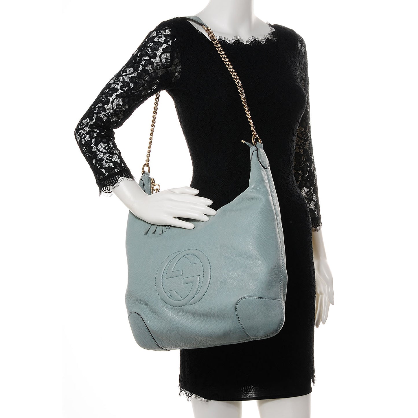 Calfskin Medium Soho Chain Hobo Splash Blue
