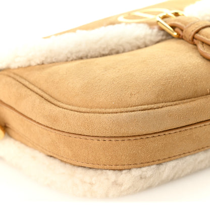 Christian Dior Suede Shearling Medium Bobby Flap Natural 8 of 9