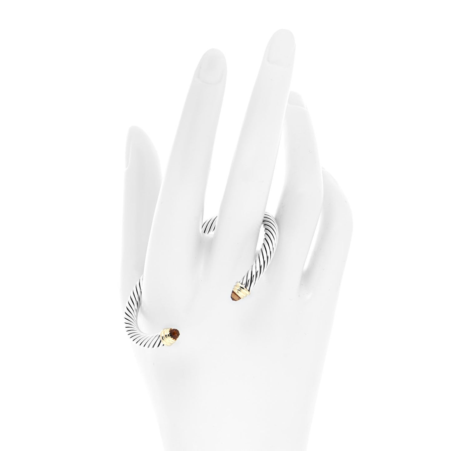 Sterling Silver 14K Yellow Gold Citrine 5mm Cable Classics Petite Color Bracelet