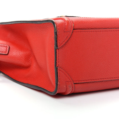 Celine Drummed Calfskin Nano Luggage Coquelicot 6 of 16