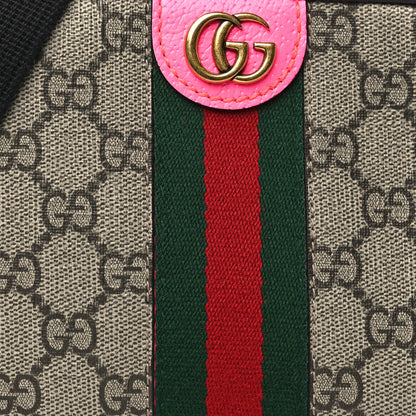 Gucci GG Supreme Monogram Textured Dollar Calfskin Web Ophidia Small Crossbody Bag Beige Ebony Fuchsia 8 of 10