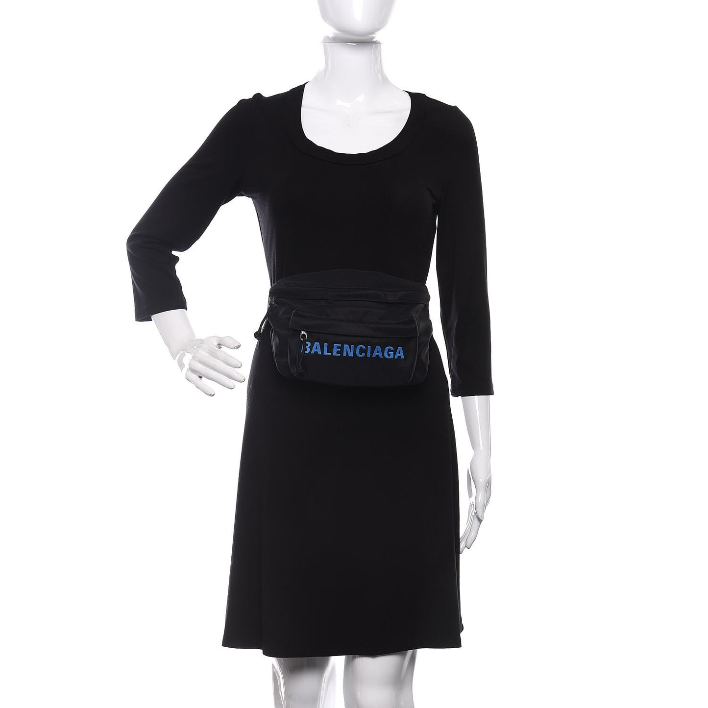 Recycled Sport Nylon Logo Embroidered Wheel Beltpack Black Blue