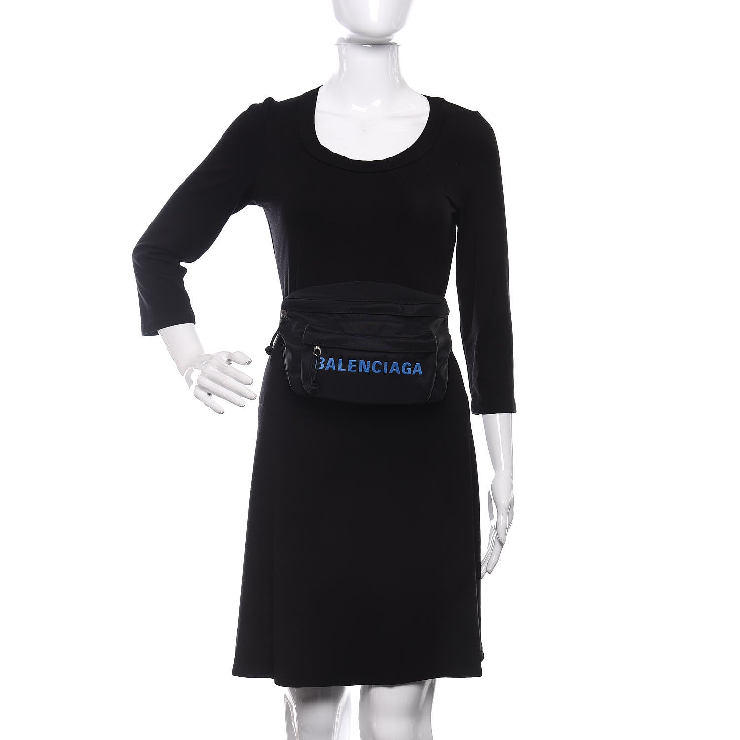 Balenciaga Recycled Sport Nylon Logo Embroidered Wheel Beltpack Black Blue 2 of 10